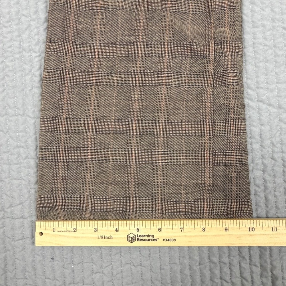 Tahari Women Brown Plaid Virgin Wool Blend Wide Leg Dress Pants Size 12 - Picture 9 of 9